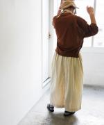 コットンリネンデニム　ワイドパンツ