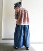 コットンリネンデニム　ワイドパンツ