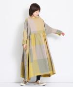 リネンビッグチェック　2wayはおりワンピース
