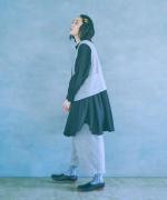 ウールヘリンボンシャギー　2wayベスト