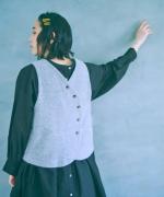 ウールヘリンボンシャギー　2wayベスト