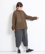 ウールガーゼチェック縮絨加工　ブラウス