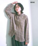 ウールガーゼチェック縮絨加工　ブラウス