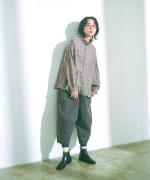 ウールガーゼチェック縮絨加工　ブラウス