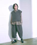 ウールガーゼチェック縮絨加工　ブラウス