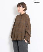 ウールガーゼチェック縮絨加工　ブラウス