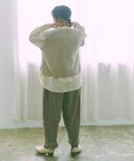ウールガーゼチェック縮絨加工　ギャザーパンツ