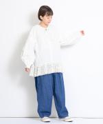 コットンキャンブリック起毛＜2Way＞裾レースブラウス