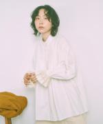 コットンキャンブリック起毛　袖レースブラウス
