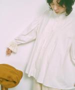 コットンキャンブリック起毛　袖レースブラウス