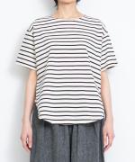 スープレコットンボーダー天竺　裾ラウンド半袖Ｔシャツ