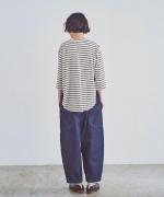 スープレコットンボーダー天竺　裾ラウンド7分袖Ｔシャツ
