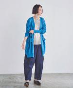 スープレコットンボーダー天竺　裾ラウンド7分袖Ｔシャツ