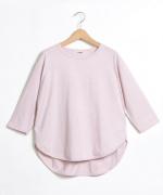 【ラストワン！】ープレコットン天竺　裾ラウンド7分袖Ｔシャツ