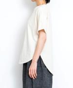 ドット柄インターシャバックカット　裾ラウンド半袖Ｔシャツ