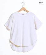 ドット柄インターシャバックカット　裾ラウンド半袖Ｔシャツ