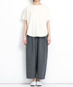 ドット柄インターシャバックカット　裾ラウンド半袖Ｔシャツ