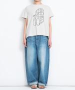 ハイゲージ天竺イラストプリント　花瓶柄プリントＴシャツ