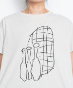 ハイゲージ天竺イラストプリント　花瓶柄プリントＴシャツ
