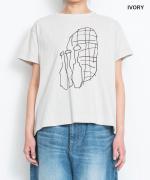 ハイゲージ天竺イラストプリント　花瓶柄プリントＴシャツ