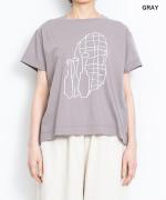 ハイゲージ天竺イラストプリント　花瓶柄プリントＴシャツ