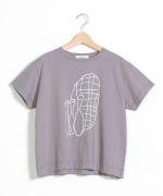 ハイゲージ天竺イラストプリント　花瓶柄プリントＴシャツ