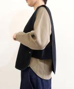【ラストワン！】ストレッチキルトストライプ柄　アシンメトリーベスト