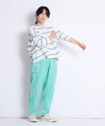 リップルボーダー ロングTシャツ
