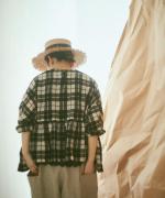 コットン天竺×ドットメッシュレース　フレンチＴシャツ