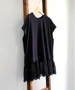 コットン天竺×ドットメッシュレース　フレンチＴシャツ