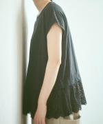 コットン天竺×ドットメッシュレース　フレンチＴシャツ