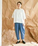 コットン天竺×ドットメッシュレース　袖レースプルオーバー