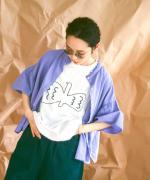 ハイゲージ天竺　バードプリントTシャツ
