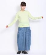 フェザリーコットン天竺　クルーネック長袖