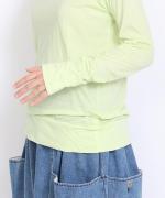 フェザリーコットン天竺　クルーネック長袖