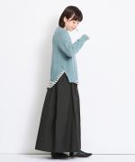 スープレコットンボーダー天竺　裾ラウンド長袖Ｔシャツ