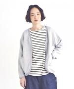 スープレコットンボーダー天竺　裾ラウンド長袖Ｔシャツ