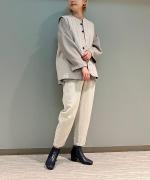 コットン＆ポリエステル マルチレイヤーニット プルオーバー