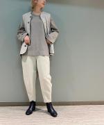 コットン＆ポリエステル マルチレイヤーニット プルオーバー