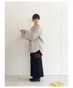 コットン&ポリエステル　マルチレイヤーニットワイドスリーブプルオーバー