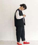 マットポリエステル・タイプライター&コマサーモキルト テーパードパンツ