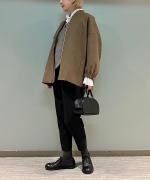 プランプ ポリエステル・ダブルクロス テーパードパンツ