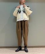 梳毛ウール&ポリエステル・ミディアムツイルパンツ