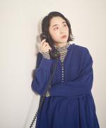 ランダムリブニット　フリルハイネック