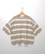 コットンリネンスラブワイドボーダー　Ｔシャツ