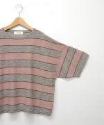コットンリネンスラブワイドボーダー　Ｔシャツ