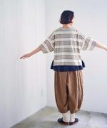 コットンリネンスラブワイドボーダー　Ｔシャツ