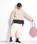 ウールアルパカダイヤ柄ニット　ショートプルオーバー