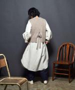 ウールアルパカダイヤ柄ニット　後ろリボンベスト