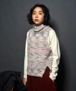 ネップ混ロービングニット　ベスト